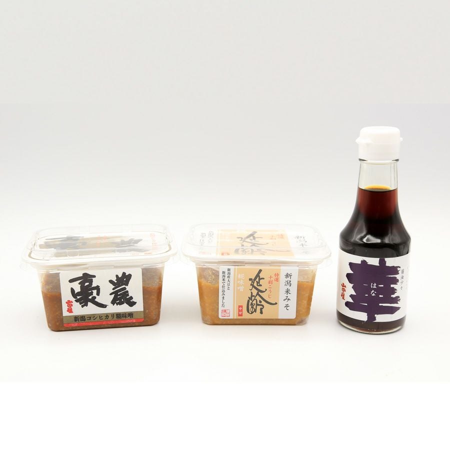味味付け専用 味見セット（豪農・延齢 各200g・華150ml） | 明治24年創業 味噌・醤油